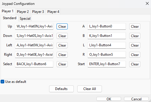 joypad configs 2