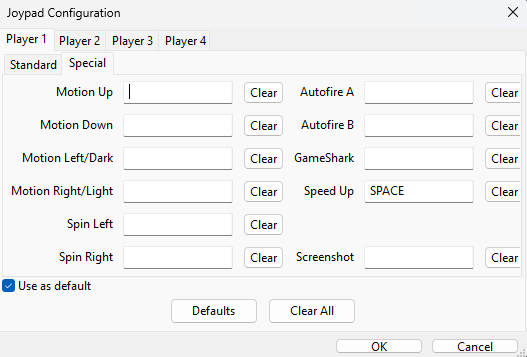 joypad configs